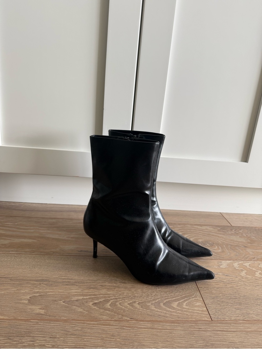 Zara Black Pointed Stiletto Ankle Boots